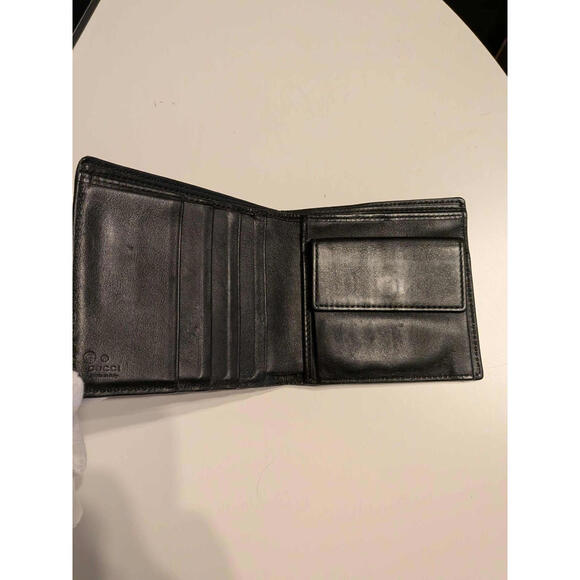 Authentic! US Seller Gucci Micro GG Guccissima Black Leather Bi-Fold Wallet Mens - Picture 3 of 5